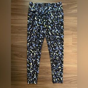 Athletic Works Kids Leggings - Black, Blue, Yellow Pattern floral size S 6/6X